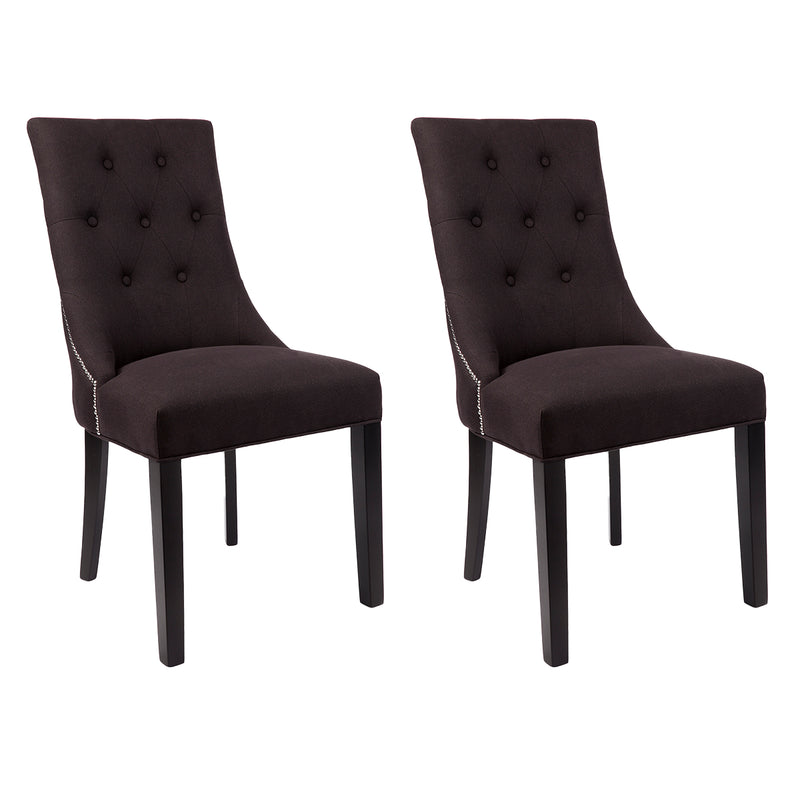 Set of 2 London Dining Chair - Black Linen - Notbrand