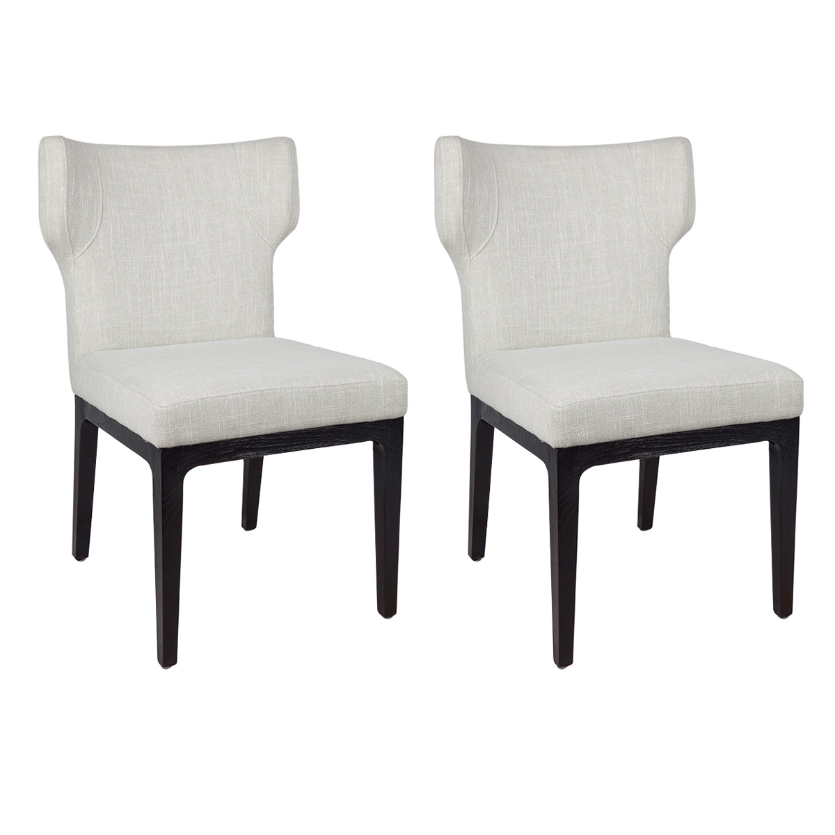 Set of 2 Ashton Linen Dining Chair with Black Legs - Natural - Notbrand
