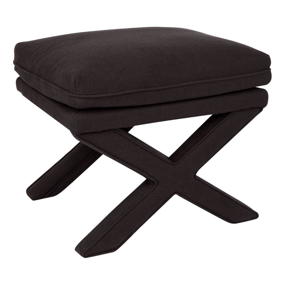 Candace Linen Accent Stool - Black - Notbrand
