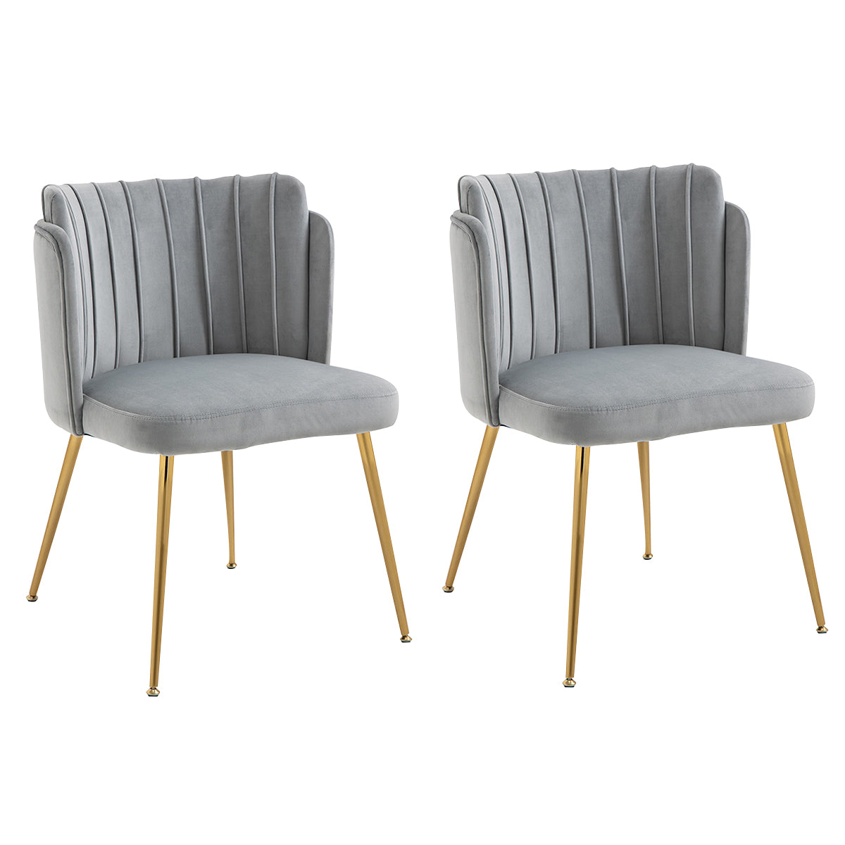 Set of 2 Kiama Velvet Dining Chair - Glacier Grey - Notbrand