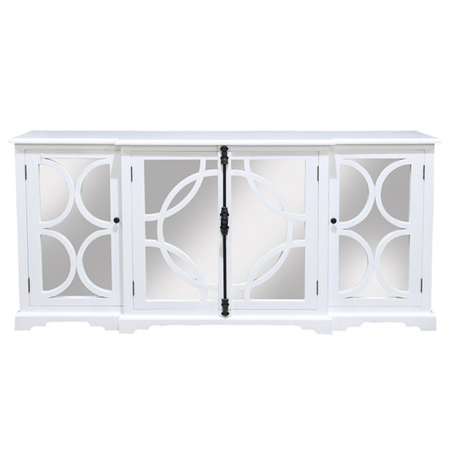 Keats Arc Mirror 4 Door Sideboard Cabinet White - Notbrand