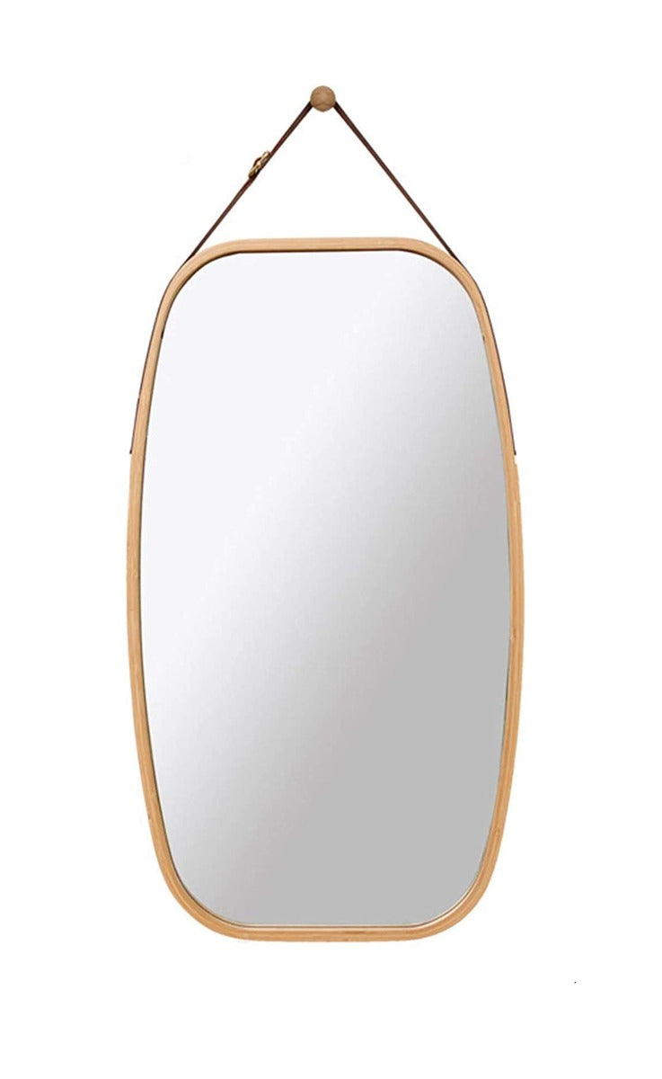 CARLA HOME Hanging Full LengthWall Mirror - Solid Bamboo Frame and Adjustable Leather Strap for Bathroom and Bedroom - Notbrand