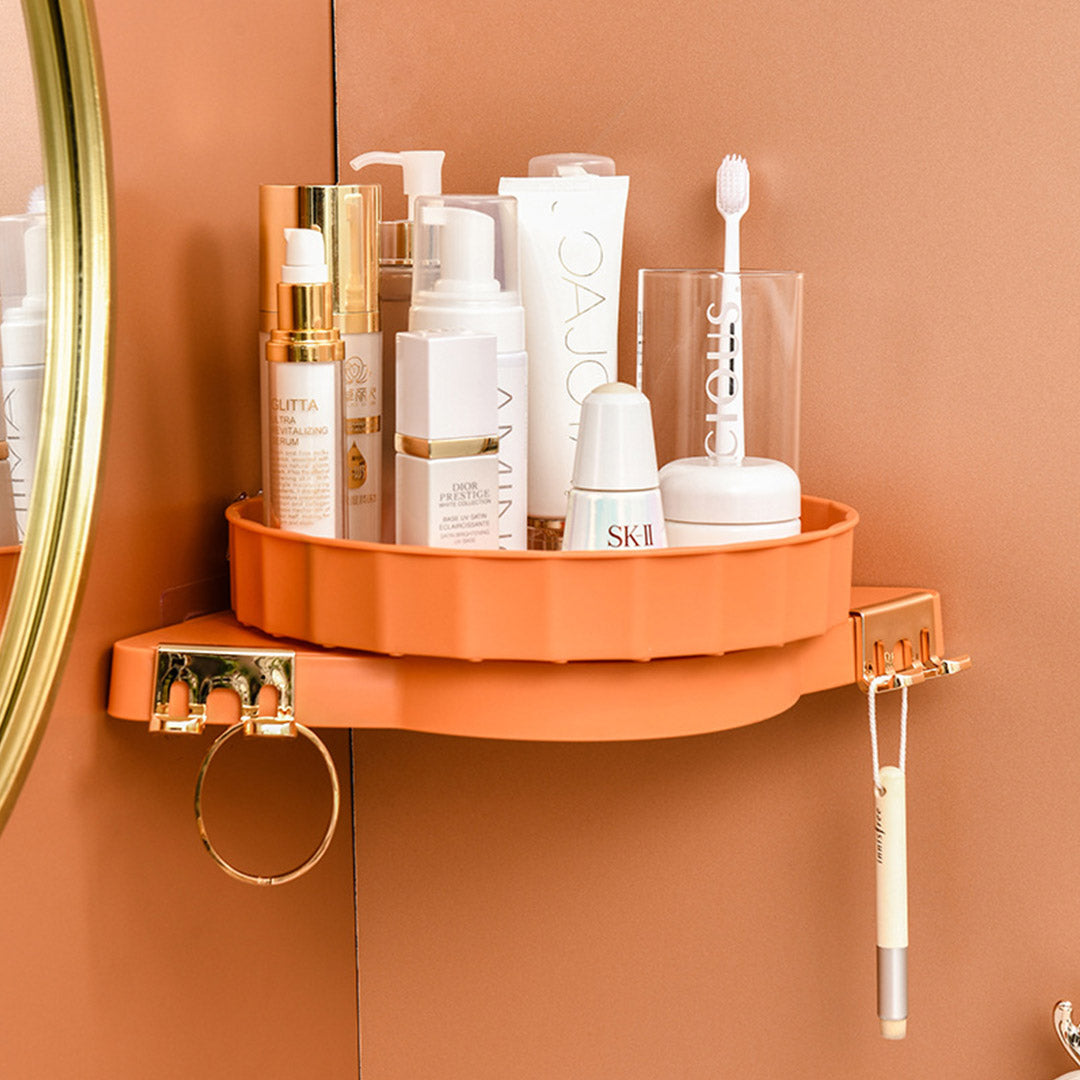 360 Degree Wall-Mounted Rotating Bathroom Organizer - Orange - Notbrand