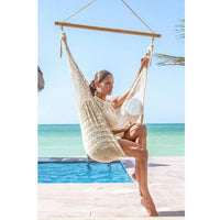 Extra Large Cotton Mexican Hammock Chair Cream Outdoor - Notbrand