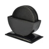 Pindious Black Leather Round Coaster & Holder Set - 7 Pieces - Notbrand