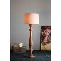 Candela Large - Turned Wood Candlestick Timber Floor Lamp - Dark Natural - Notbrand