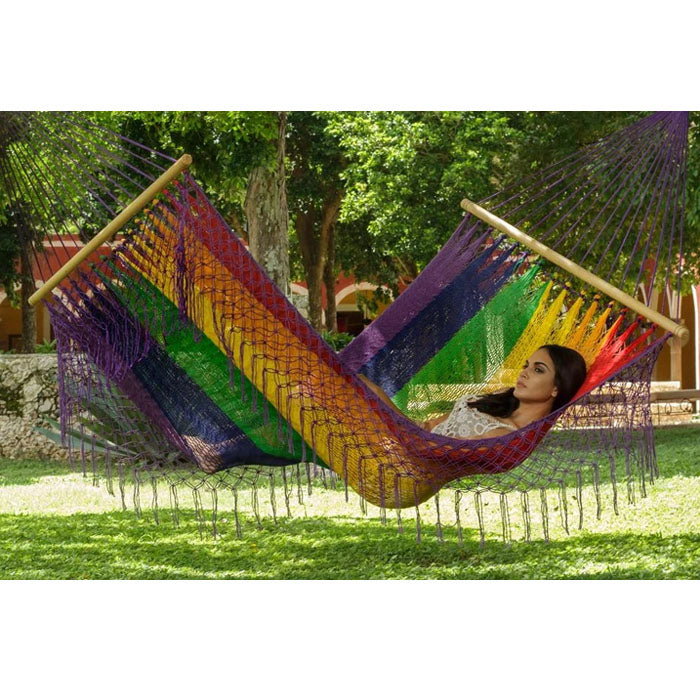 Resort Mexican Hammock with Fringe in Rainbow - Notbrand