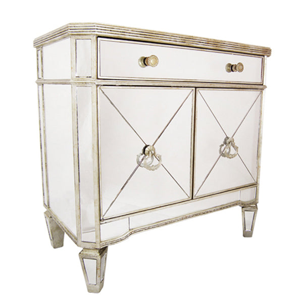 Antique Ribbed Mirrored Chest - Notbrand
