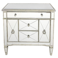 Antique Style Ribbed Mirrored Dresser Nightstand - Notbrand