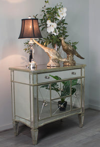 Paris Mirrored 5 Drawers Nightstand Dresser - Antique Ribbed - Notbrand