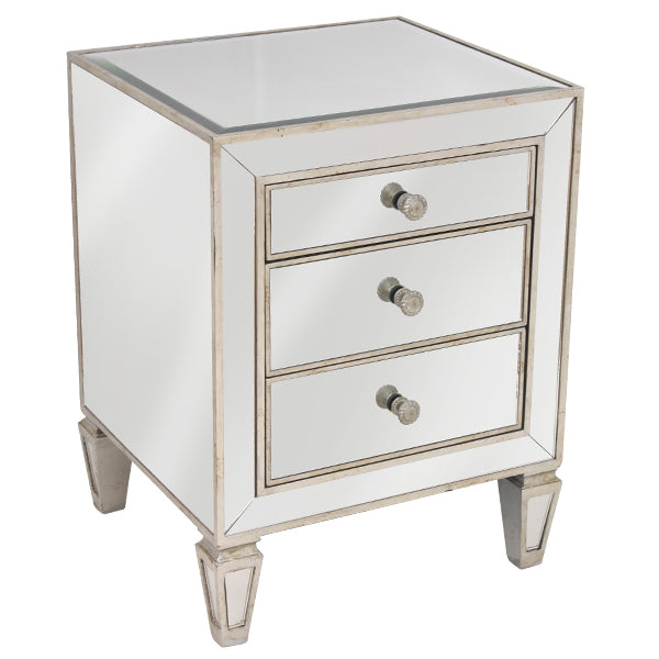 Mirrored 3 Drawer Bedside Antique Seamless - Notbrand