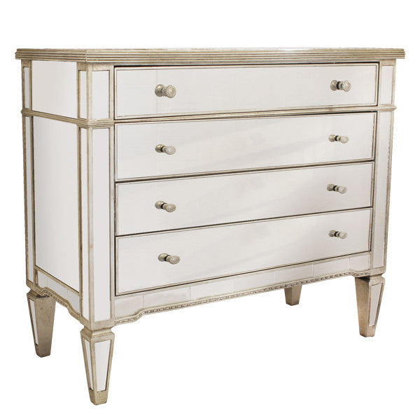 Paris Mirrored 4 Drawer Chest - Antique Ribbed - Notbrand