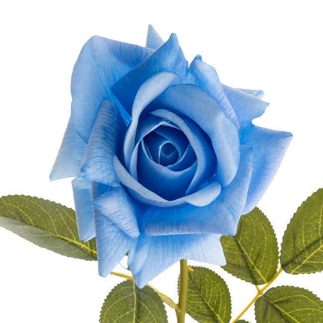 Siena Real Touch Soft Blue Rose Full Bloom Stem - 8Pcs - Notbrand