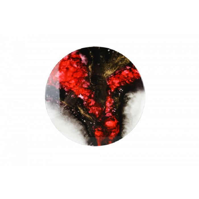 Red Elements Hand-Painted Round Lacquer Wall Art - Notbrand