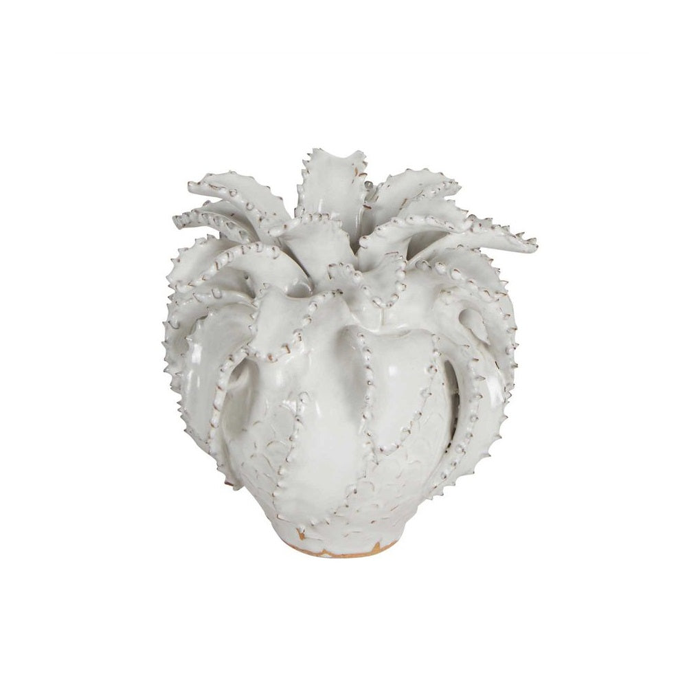 Pineapple Ceramic Sculpture In White - Small - Notbrand
