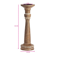 Handcrafted Carved Pillar Candle Holder - 30cm - Notbrand