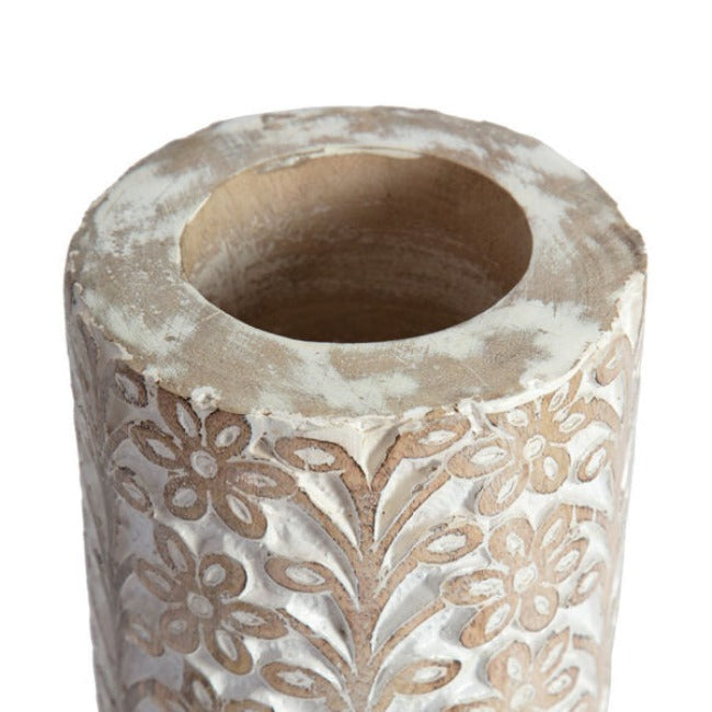 Hand-carved Tapered Mango Wood Vase - 40cm - Notbrand