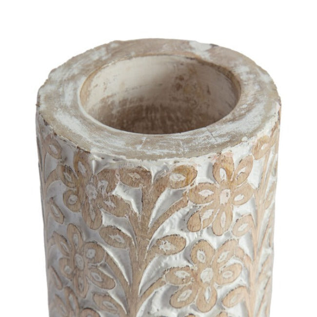 Hand-carved Tapered Mango Wood Vase - 30cm - Notbrand