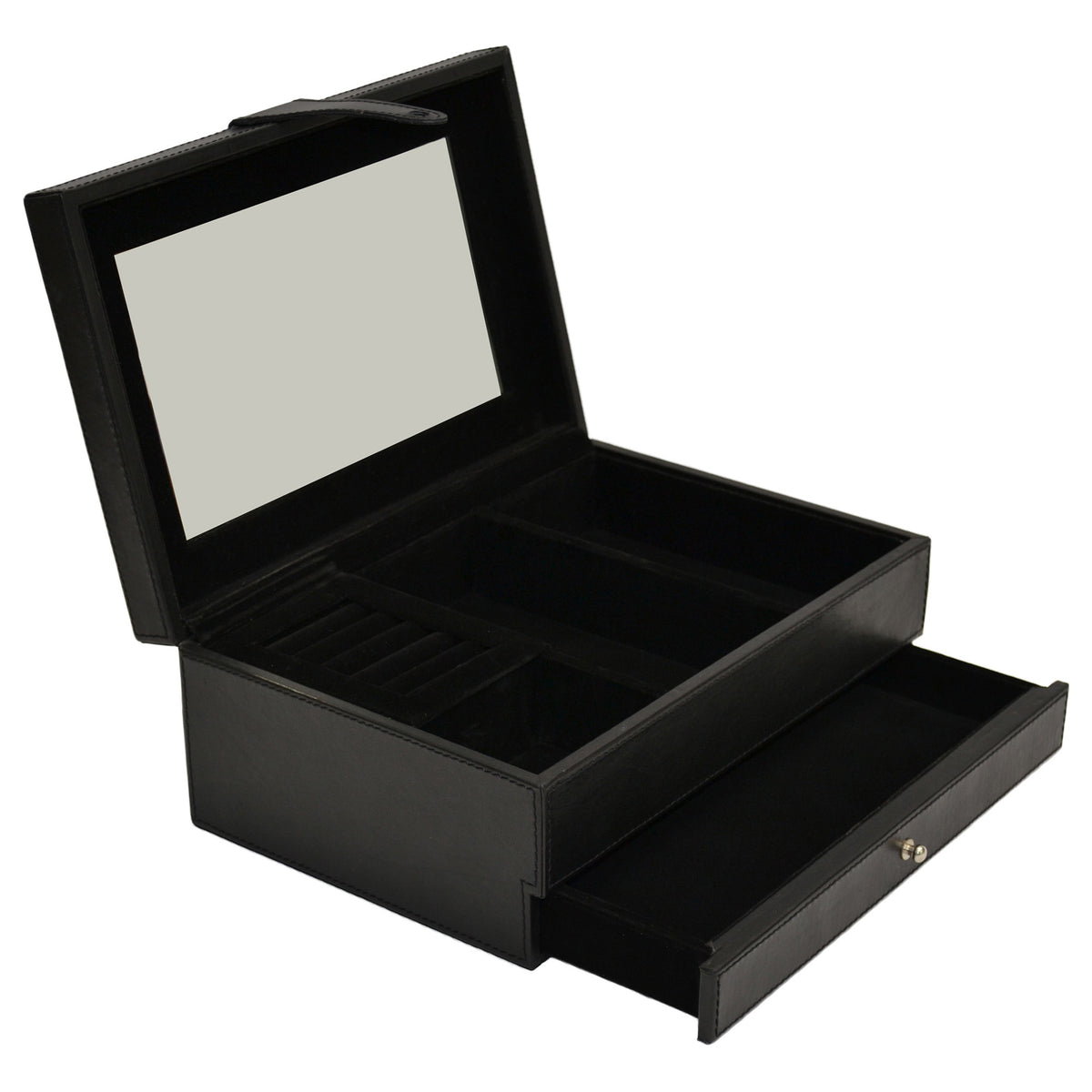 Narbeth Buffalo Leather Jewellery Box - Black - Notbrand