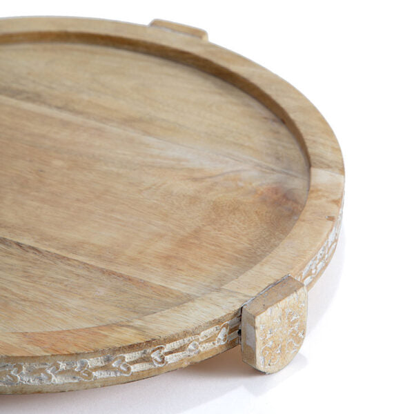 Handcrafted Mango Wood Round Footed Cake Stand - 30cm - Notbrand