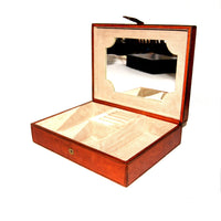 Jhaan Tan Leather Jewellery Box with Mirror - Notbrand