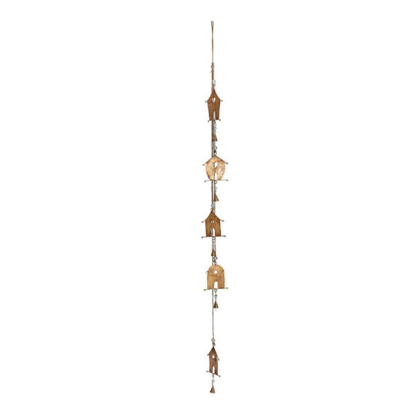 Handcrafted Houses with Bells Hanging Mobile - Burnt Gold - Notbrand