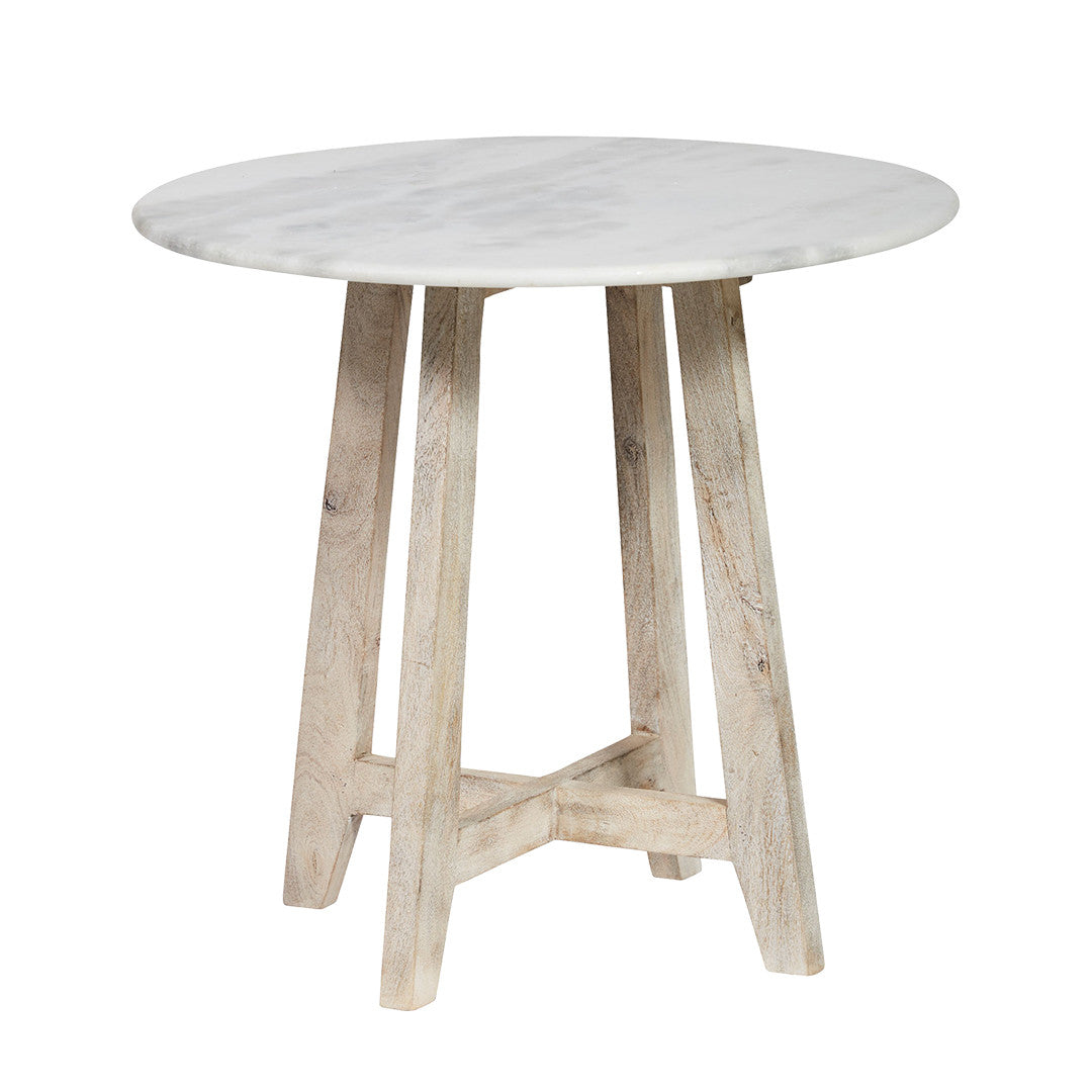 Irving Wood and Marble Side Table - White - Notbrand