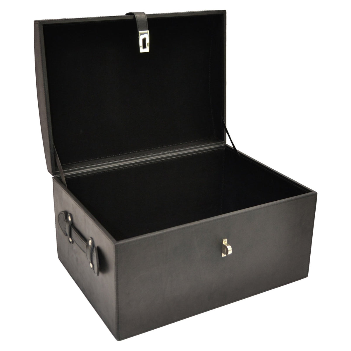 Sugira Oval Top Leather Storage Box - Black - Notbrand