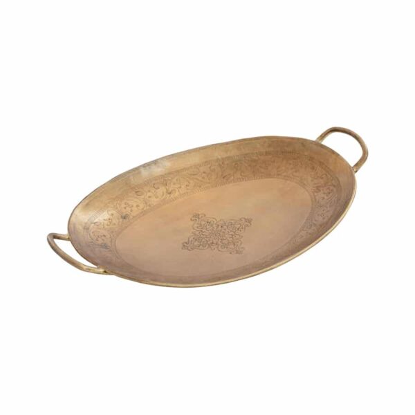 Handcrafted Oval Tray with Handles - Antique Gold - Notbrand