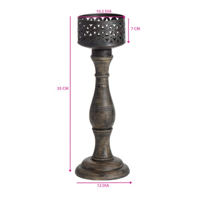 Handcrafted Ornate Baroque Pillar Candle Holder - 35cm - Notbrand