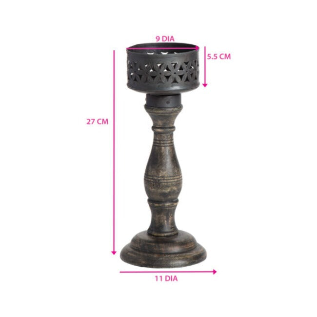 Handcrafted Ornate Baroque Pillar Candle Holder - 26cm - Notbrand