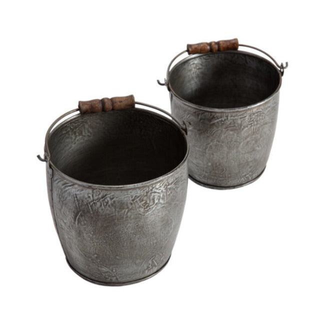 Handcrafted Nested Vintage Bucket Planters Set - 2 Pieces - Notbrand