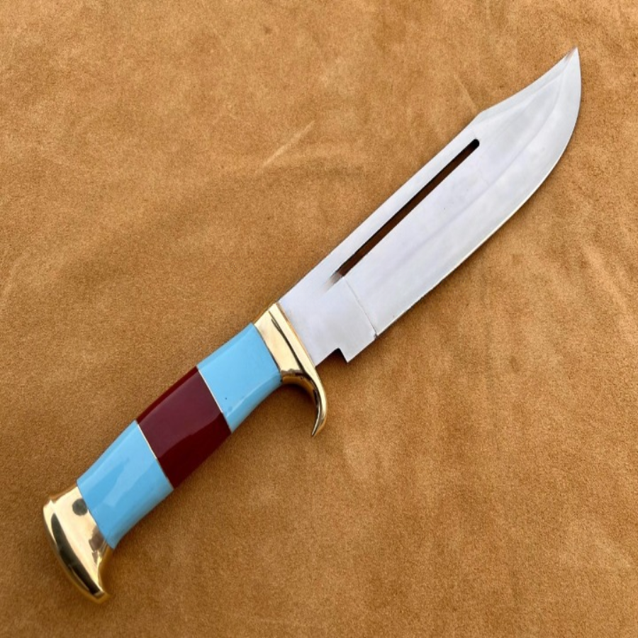 Garrik Handmade Steel Hunting Bowie Knife with Leather Sheath - Notbrand