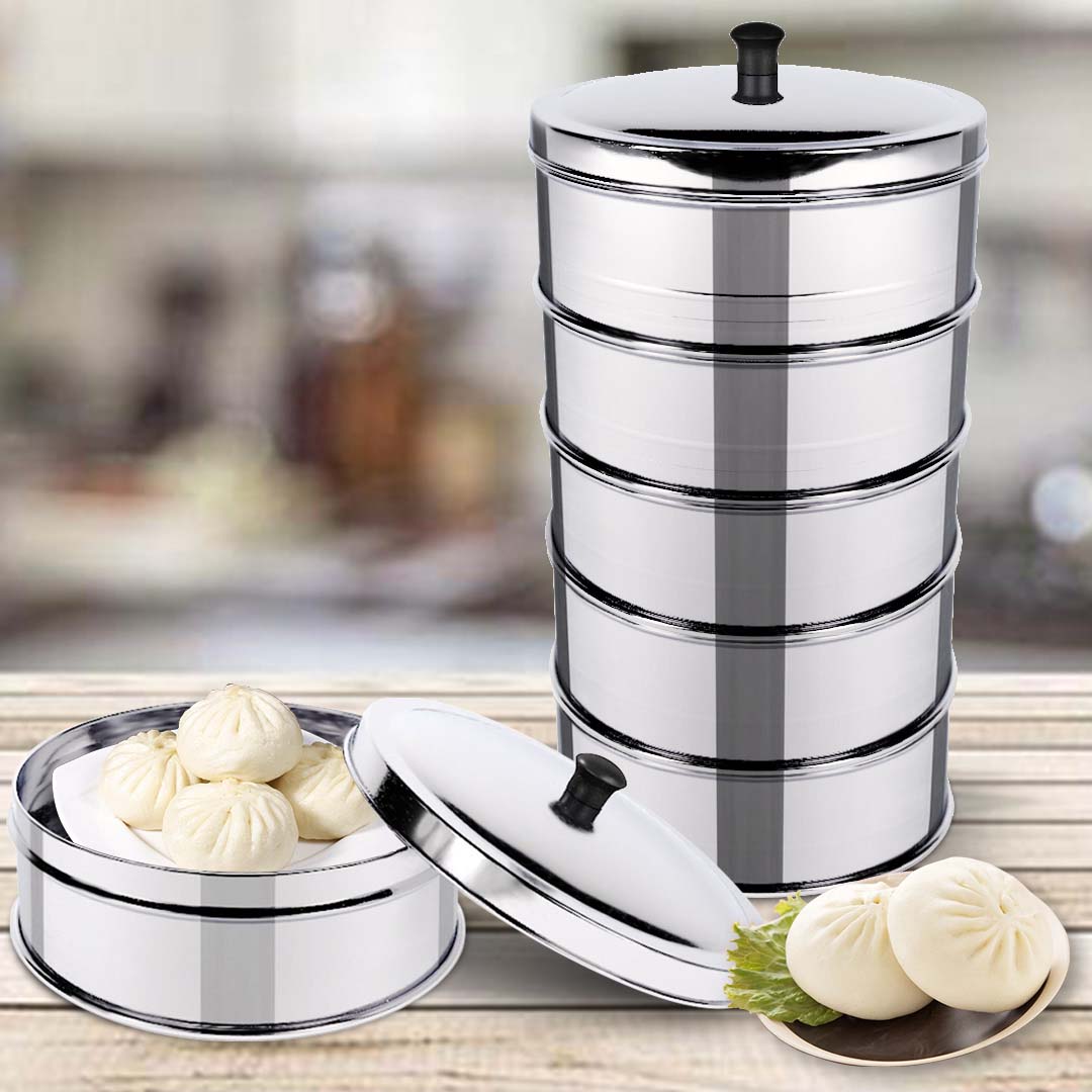5 Tier Stainless Steel Steamers With Lid - 25cm - Notbrand