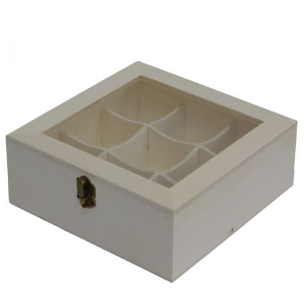 Square Wooden Box With 9 Dividers - Notbrand