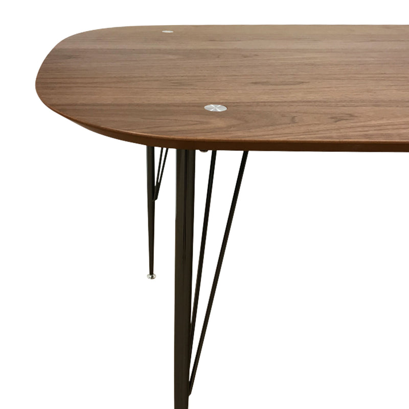 Zimano Walnut Dining Table With Black Legs - 180cm - Notbrand