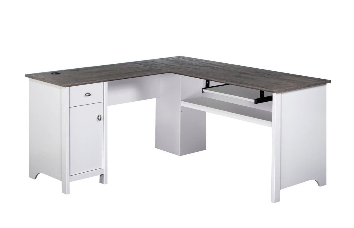 Beanca L-shape Desk - White & Grey - Notbrand