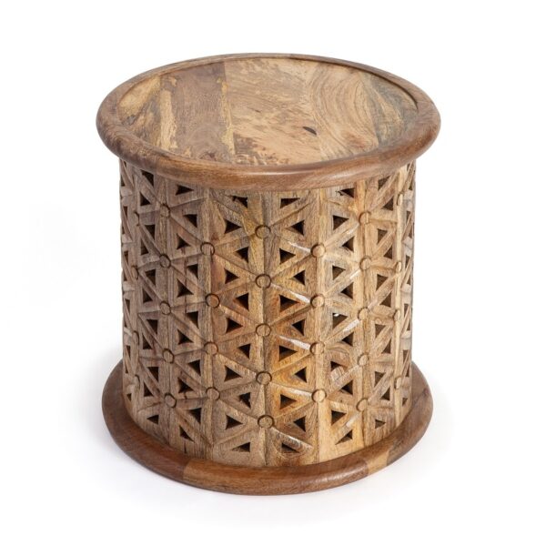 Zara Mangowood Carved Side Table - Natural - Notbrand