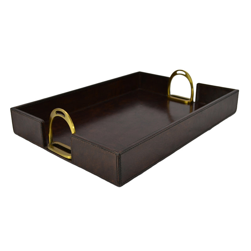 Duvrion Dark Leather Tray with Stirrup - Notbrand