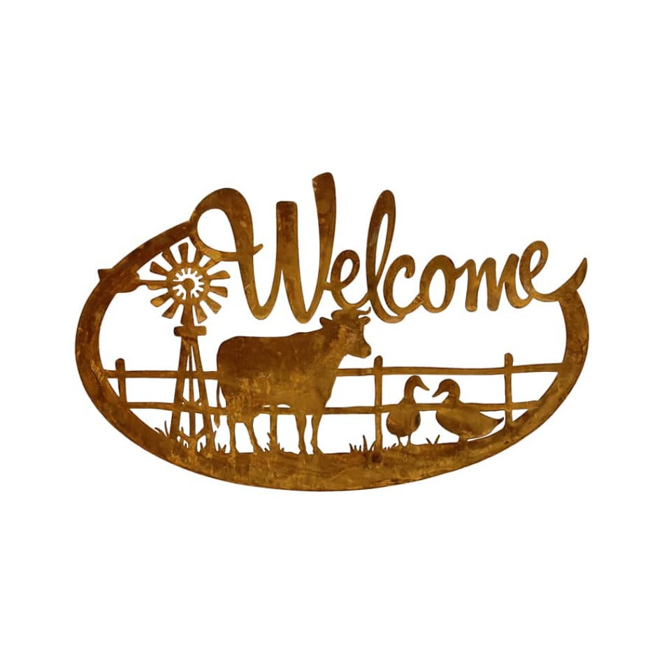 Laser-cut Welcome with Cow & Windmill Wall Art - 61cm - Notbrand