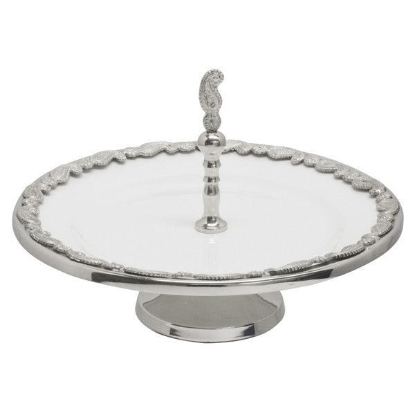 Paisley 1 Tier Ceramic Stand Tray - White  - Notbrand