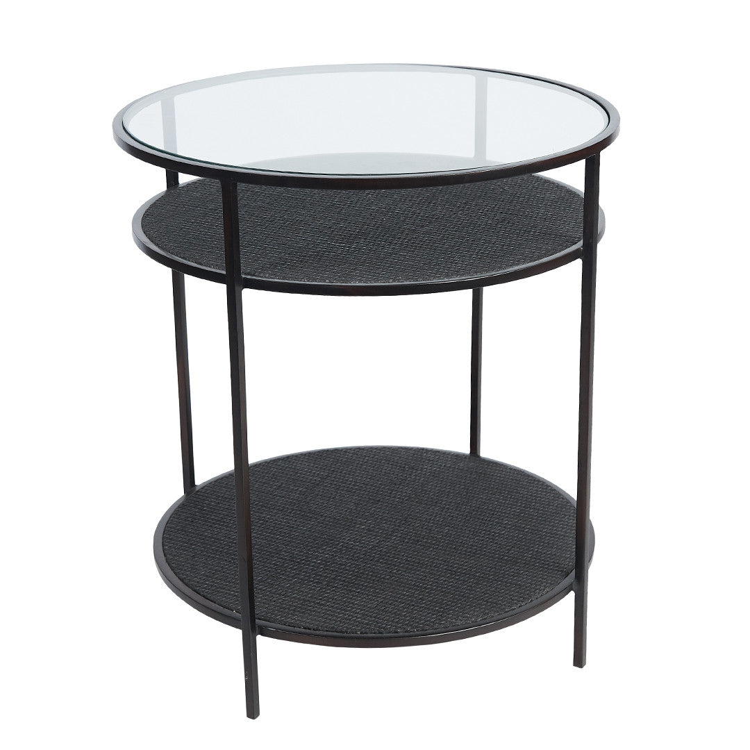 Flint Iron and Rattan Side Table - Black - Notbrand