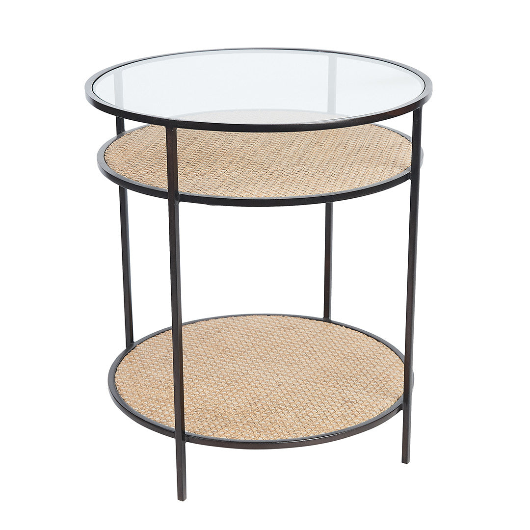 Flint Iron and Rattan Side Table - Natural - Notbrand
