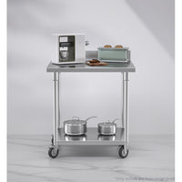 Stainless Steel Kitchen Work Bench With Backsplash And Caster Wheels - 80cm - Notbrand
