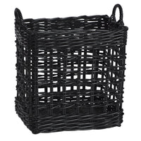 Set of 2 Corbeille Open Square Rattan Baskets - Black - Notbrand