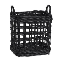 Set of 2 Corbeille Open Square Rattan Baskets - Black - Notbrand