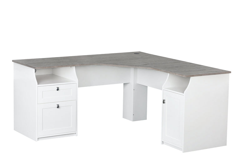 Broweville L-Desk in White & Grey - 1.6m - Notbrand