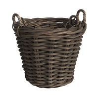 Set of 2 Corbeille Round Rattan Baskets - Grey - Notbrand