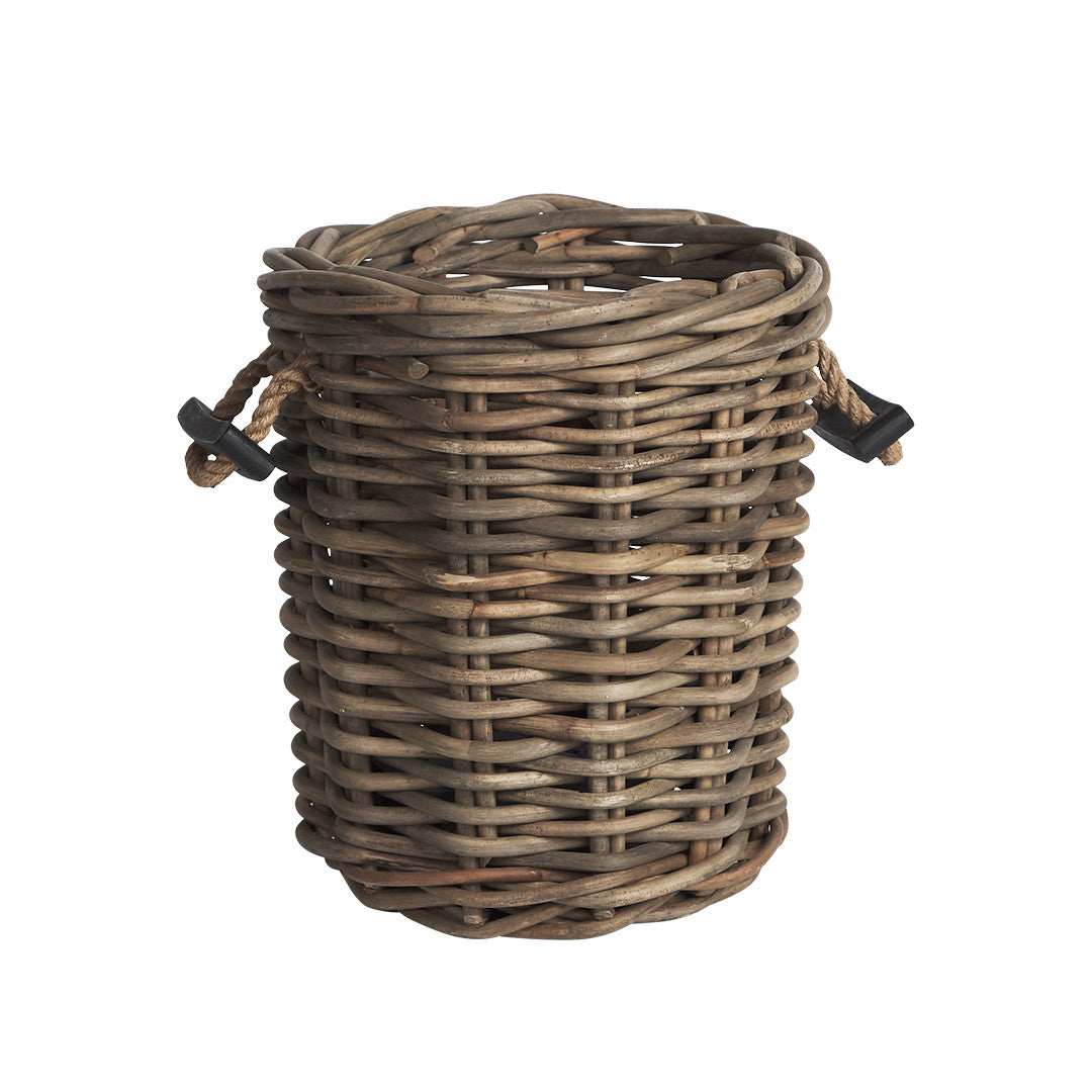 Set of 2 Corbeille Roper Round Rattan Baskets - Grey - Notbrand