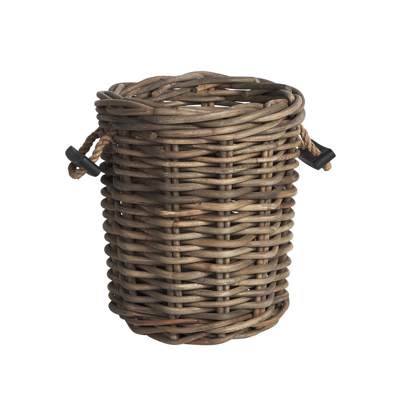 Set of 2 Corbeille Roper Round Rattan Baskets - Grey - Notbrand